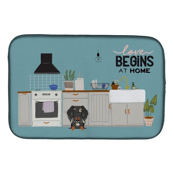 Carolines Treasures Carolines Treasures CK7832DDM 14 x 21 in. Dapple Wire Haired Dachshund Kitchen Scene Dish Drying Mat CK7832DDM - main